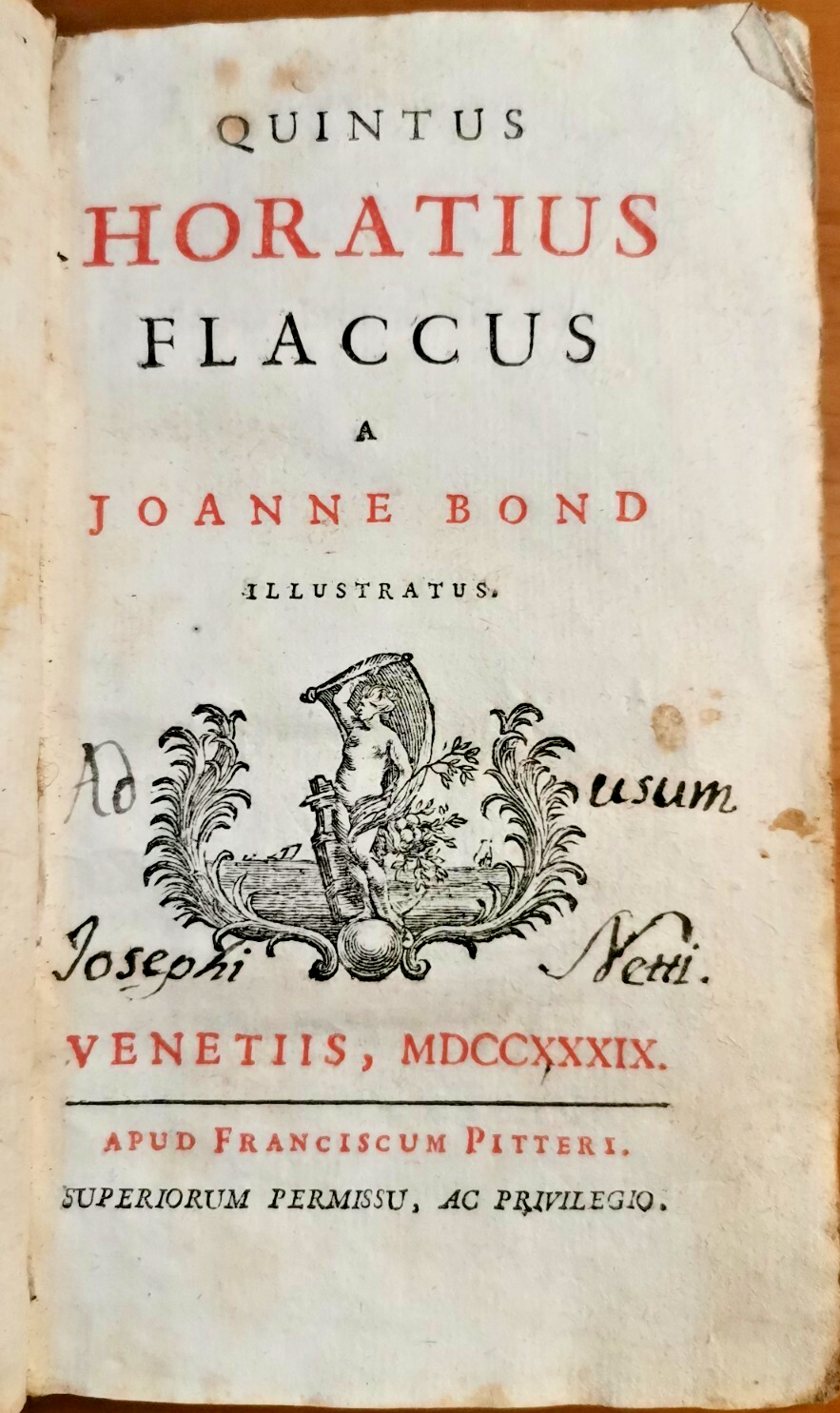 QUINTUS HORATIUS FLACCUS a JOANNE BOND ILLUSTRATUS 1739 Francesco Pitteri …
