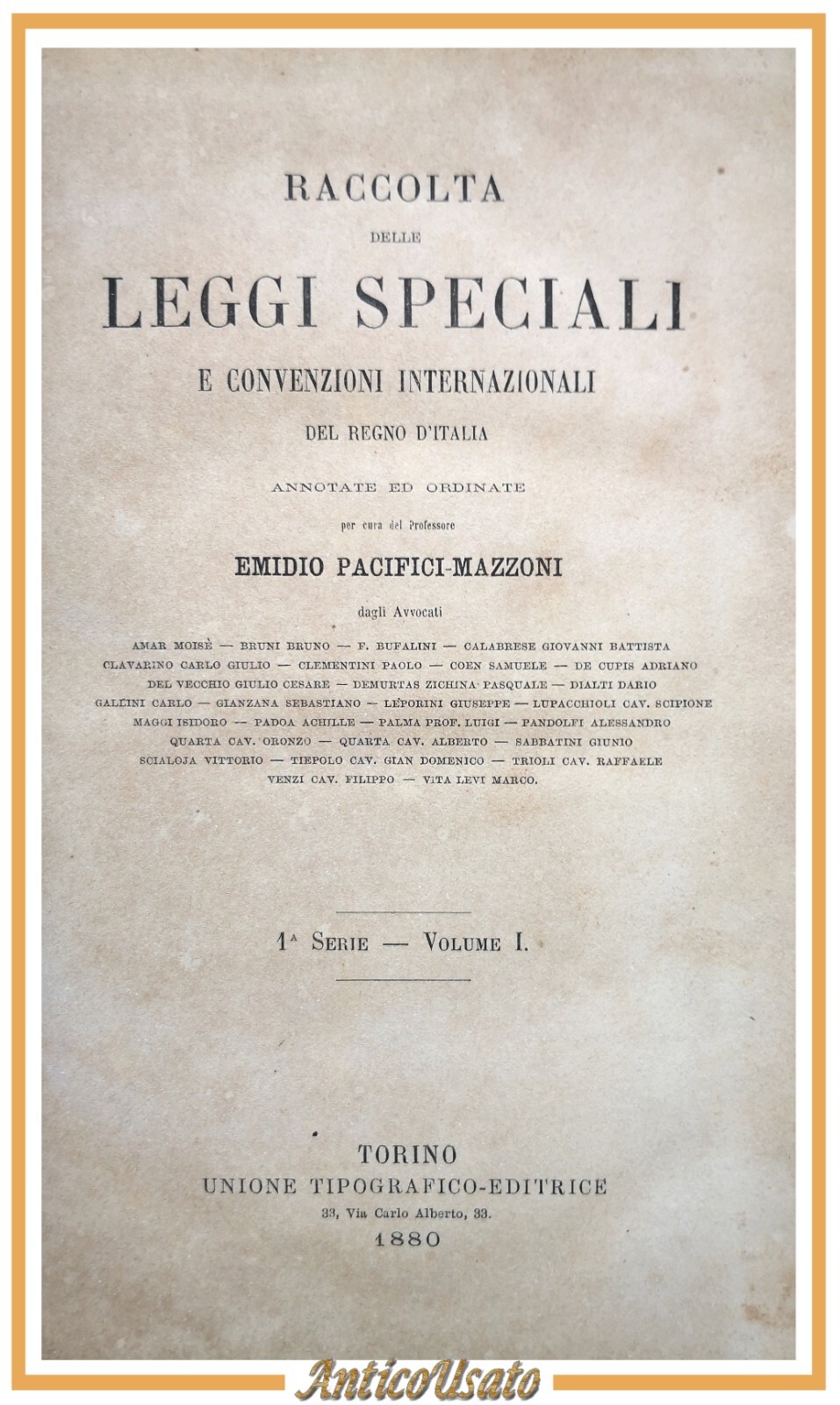 RACCOLTA LEGGI SPECIALI E CONVENZIONI INTERNAZIONALI REGNO D'ITALIA 1880 Libro