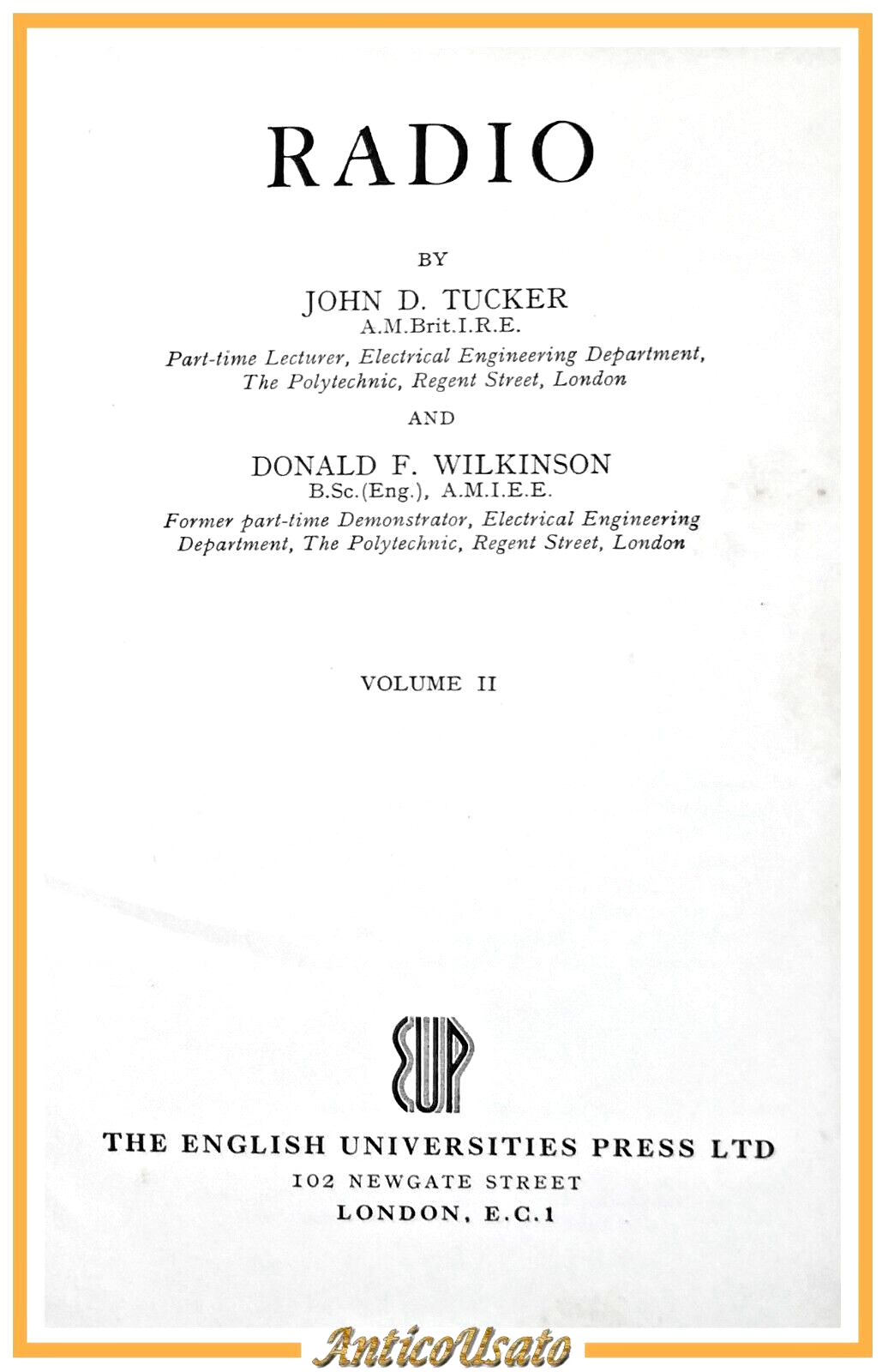 RADIO di Tucker e Wilkinson volume 2 1962 The English …