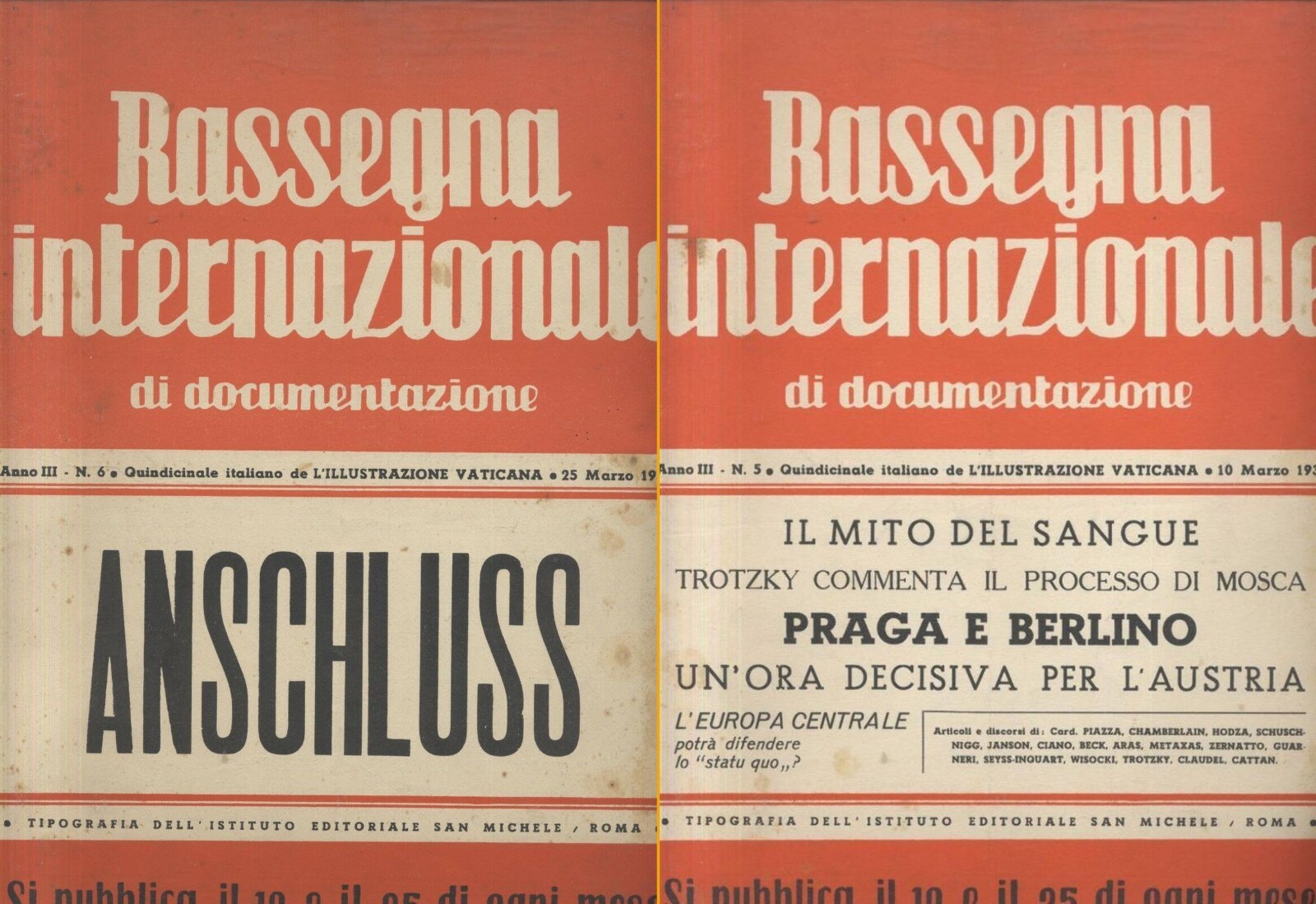 RASSEGNA INTERNAZIONALE DI DOCUMENTAZIONE 19 numeri 1938 rivista fascismo