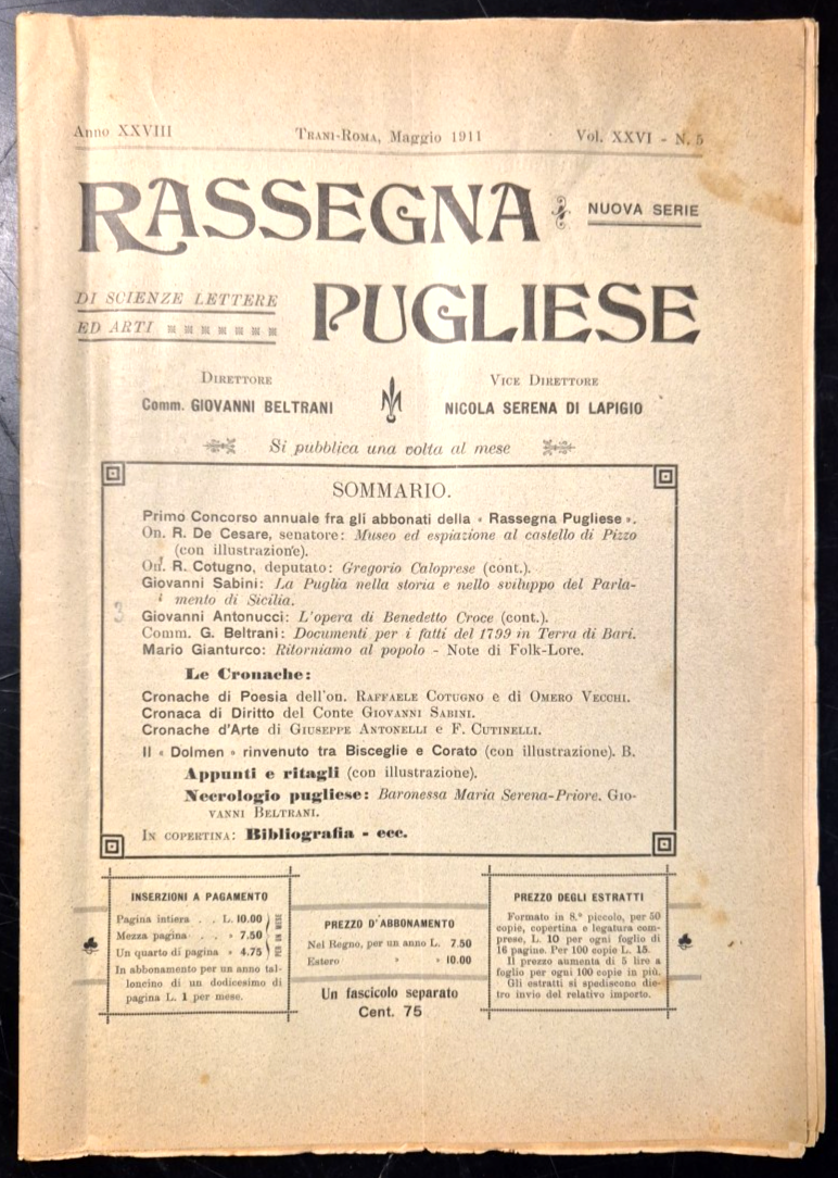 RASSEGNA PUGLIESE di Scienze Lettere e Arti MAGGIO 1911 Castello …