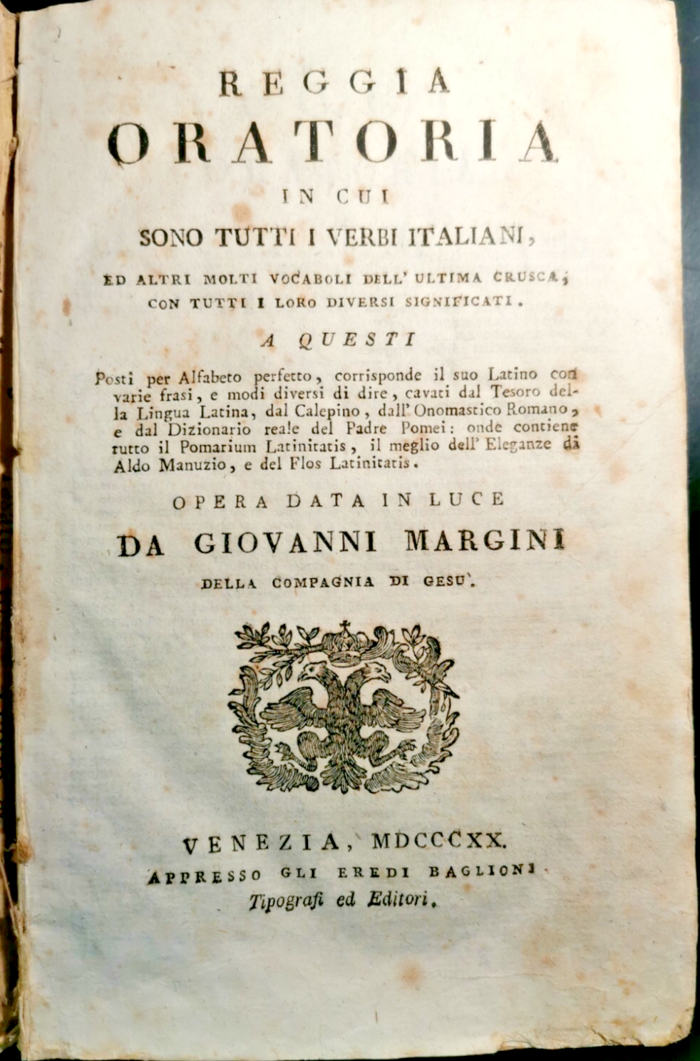 REGGIA ORATORIA IN CUI SONO TUTTI VERBI ITALIANI di Giovanni …