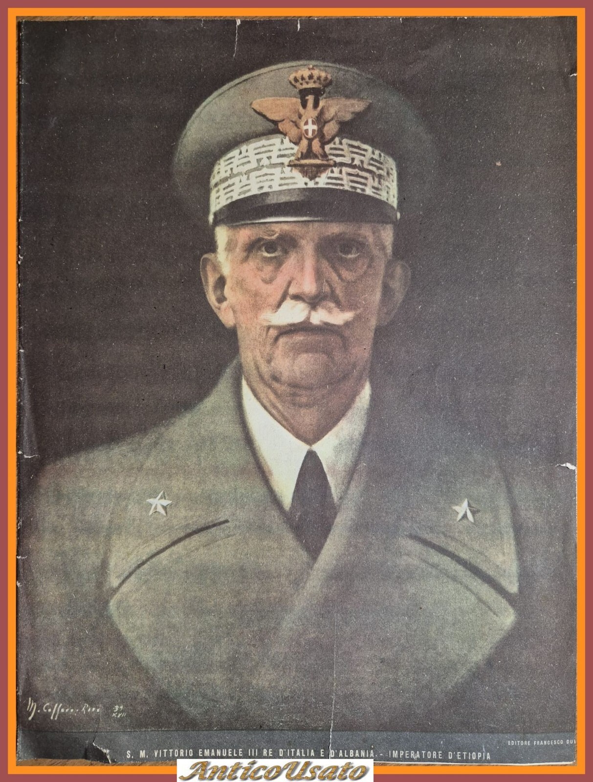 RITRATTO A STAMPA VITTORIO EMANUELE III + PUBBLICITÀ KOLINOS 1939 …