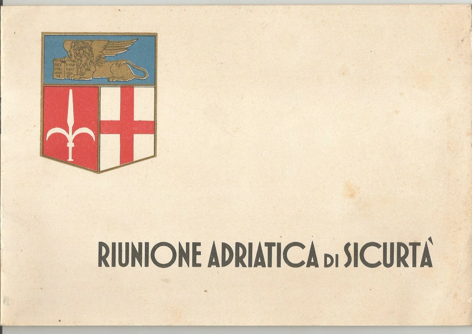 RIUNIONE ADRIATICA DI SICURTÀ libretto pubblicitario 1935 illustrato Vintage