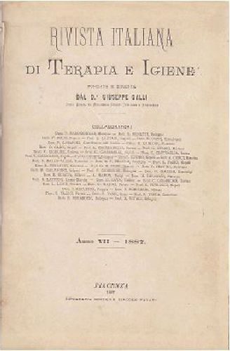 RIVISTA ITALIANA DI TERAPIA E IGIENE anno VII 1887 Favari …