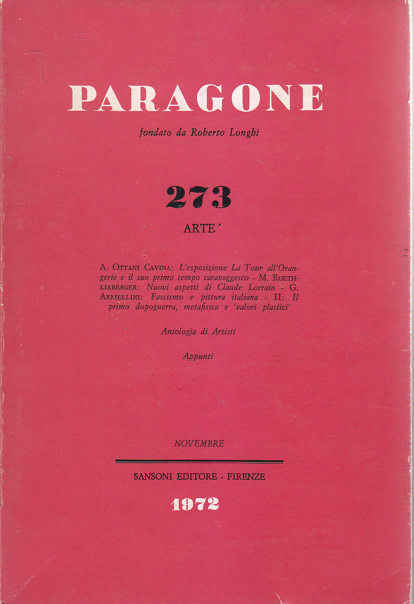 RIVISTA PARAGONE numero 273 ARTE Sansoni Editore novembre 1972