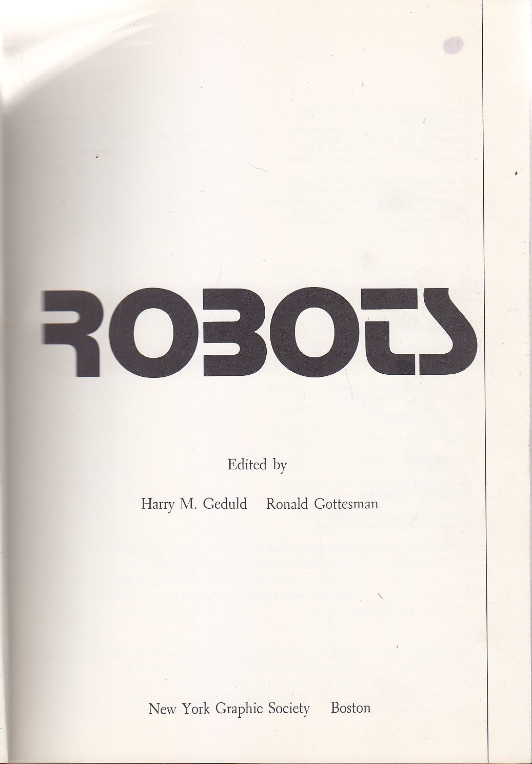 ROBOTS di H Geduld e R Gottesman 1978 New York …