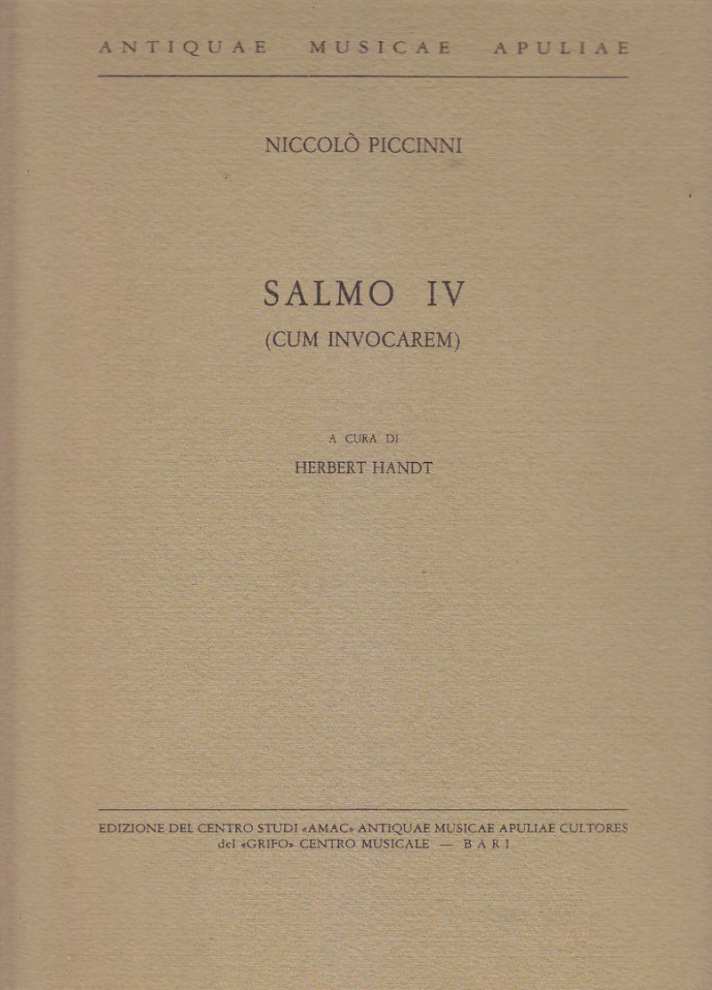 SALMO IV CUM INVOCAREM di Niccolo’ Piccinni a cura Harbert …