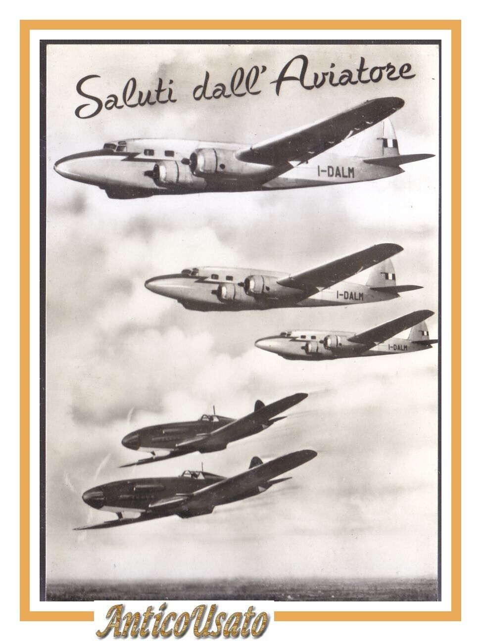 SALUTI DALL'AVIATORE cartolina viaggiata 1966 Aerei Aviazione Aeroplani Vintage