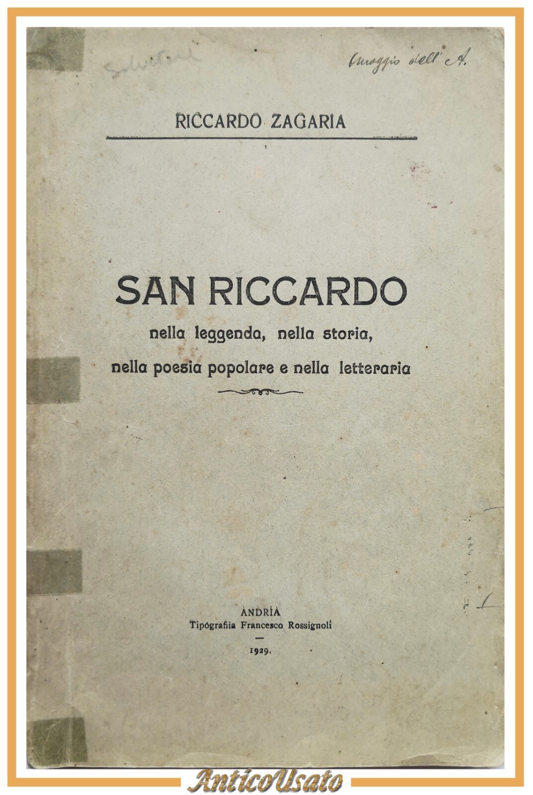 SAN RICCARDO nella leggenda storia e poesia di Zagaria 1929 …