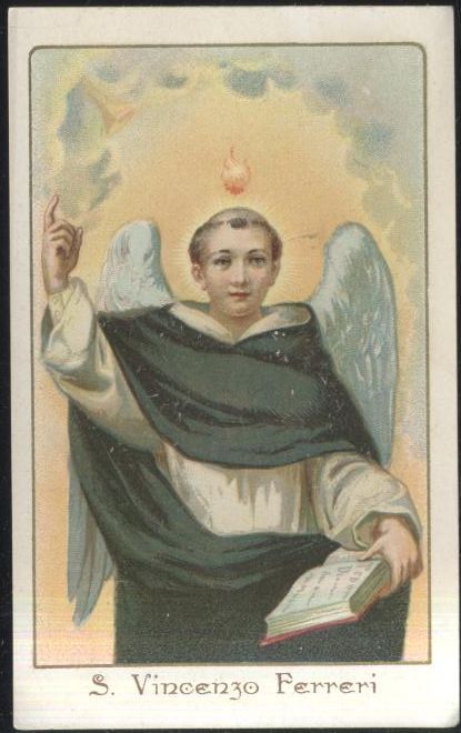 SAN VINCENZO FERRERI 1898 MANTEGAZZA GUERRA santino immaginetta sacra antica