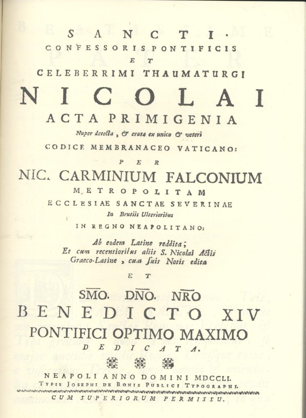 SANCTI CONFESSORIS PONTIFICIS NICOLAI ACTA PRIMIGENIA di Falcone REPRINT libro