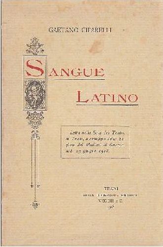 SANGUE LATINO di Gaetano Cifarelli 1918 Vecchi Trani libro I …