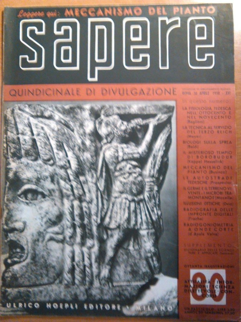 SAPERE 30 aprile 1938 n 80 Hoepli quindicinale divulgazione scientifica …