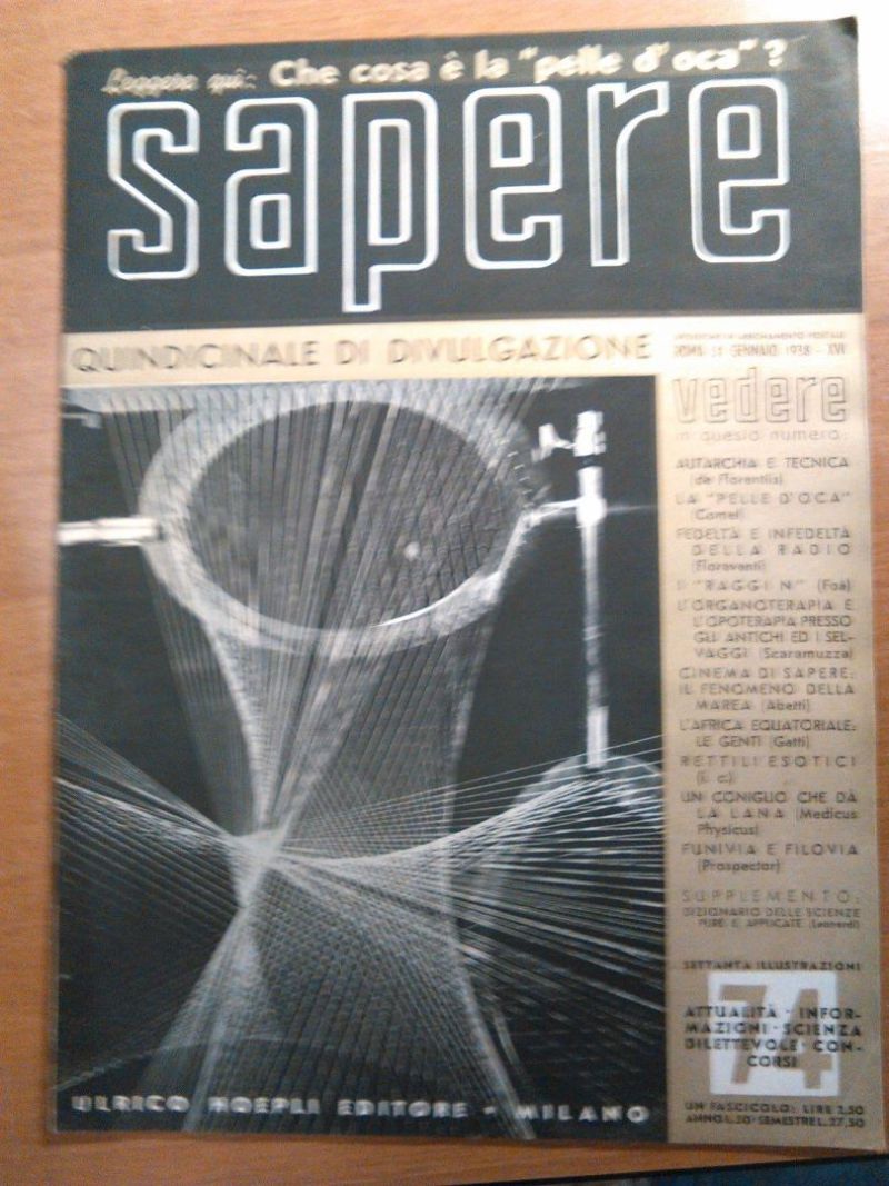 SAPERE 31 GENNAIO 1938 Hoepli quindicinale di divulgazione rivista vintage