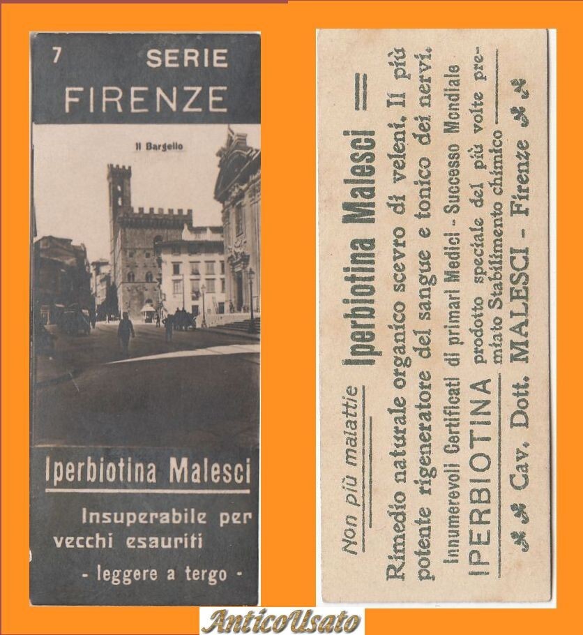 SEGNALIBRO IPERBIOTINA MALESCI serie Firenze numero 7 anni '30 originale …