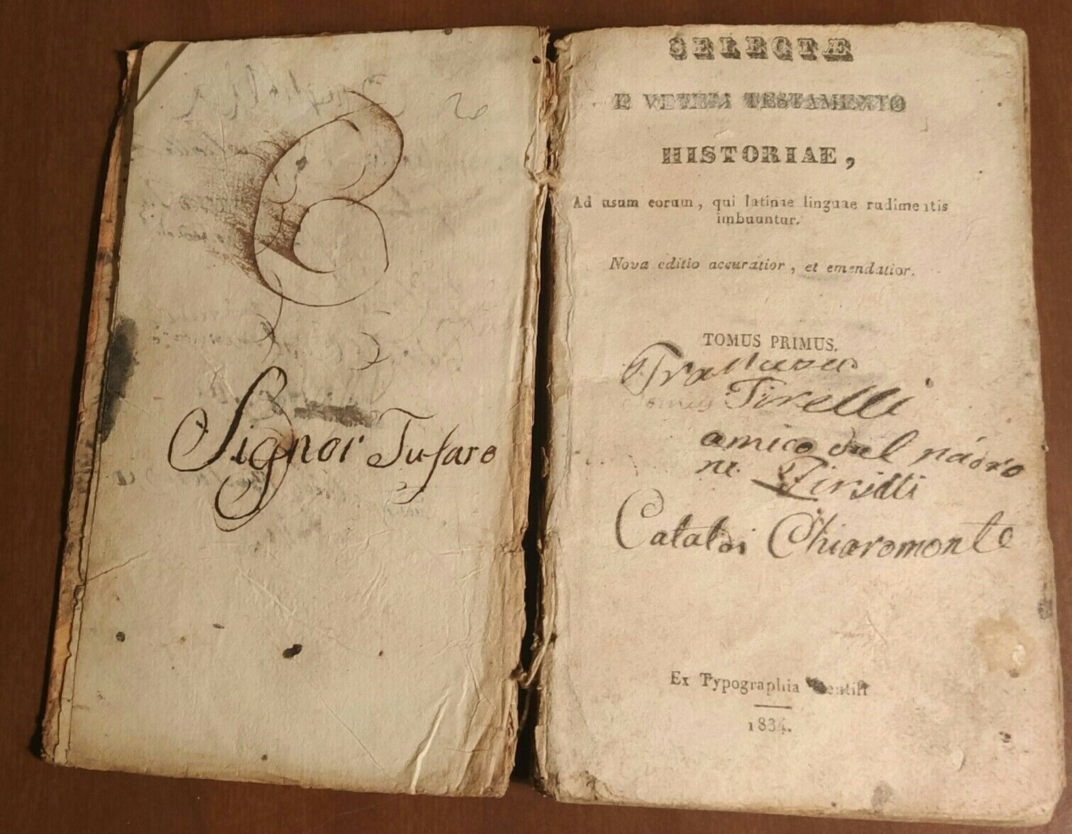 SELECTAE E VETERI TESTAMENTO HISTORIAE TOMO I 1834 Gentili Libro …