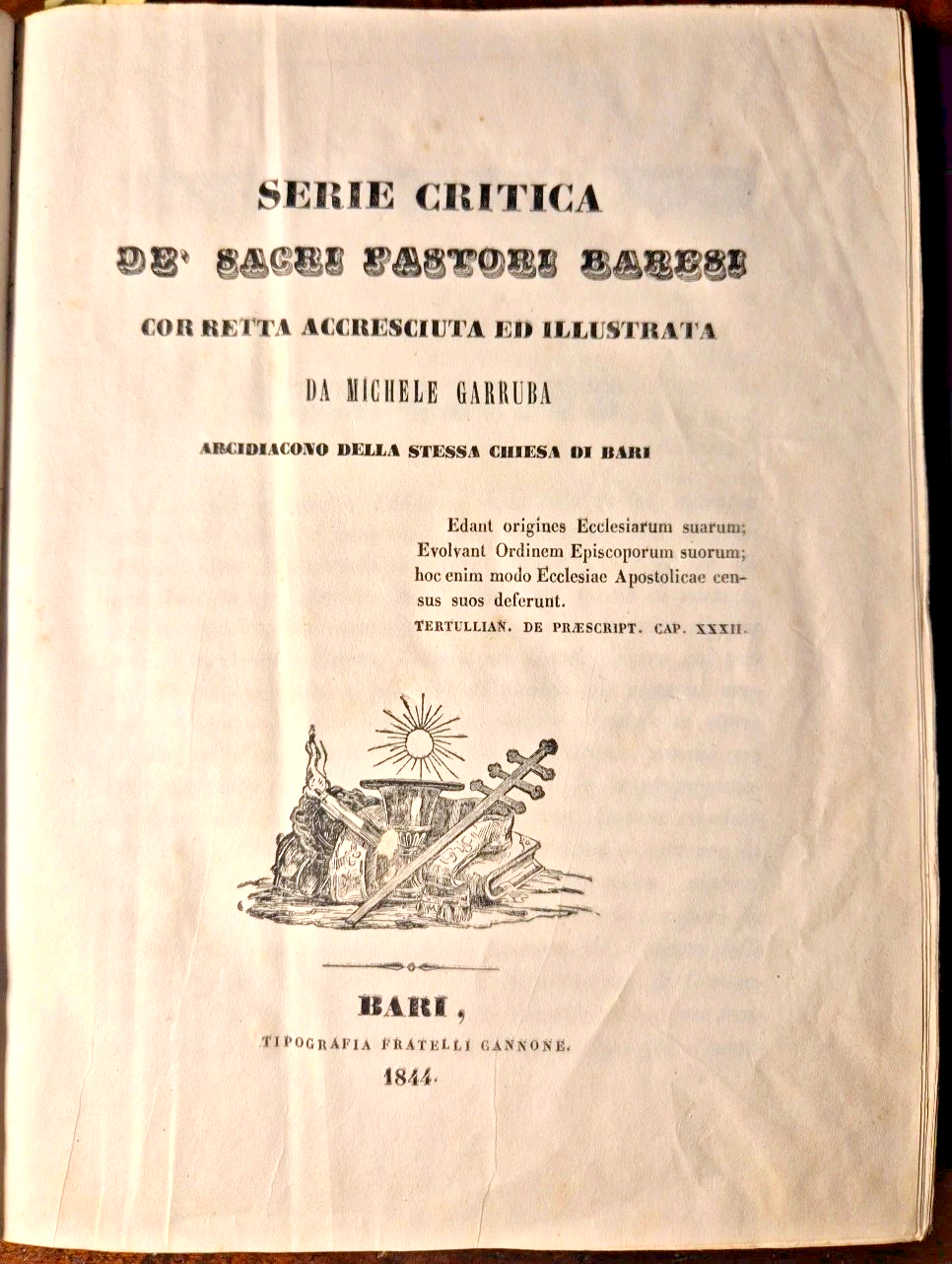 SERIE CRITICA DE SACRI PASTORI BARESI di Michele Garruba 1844 …