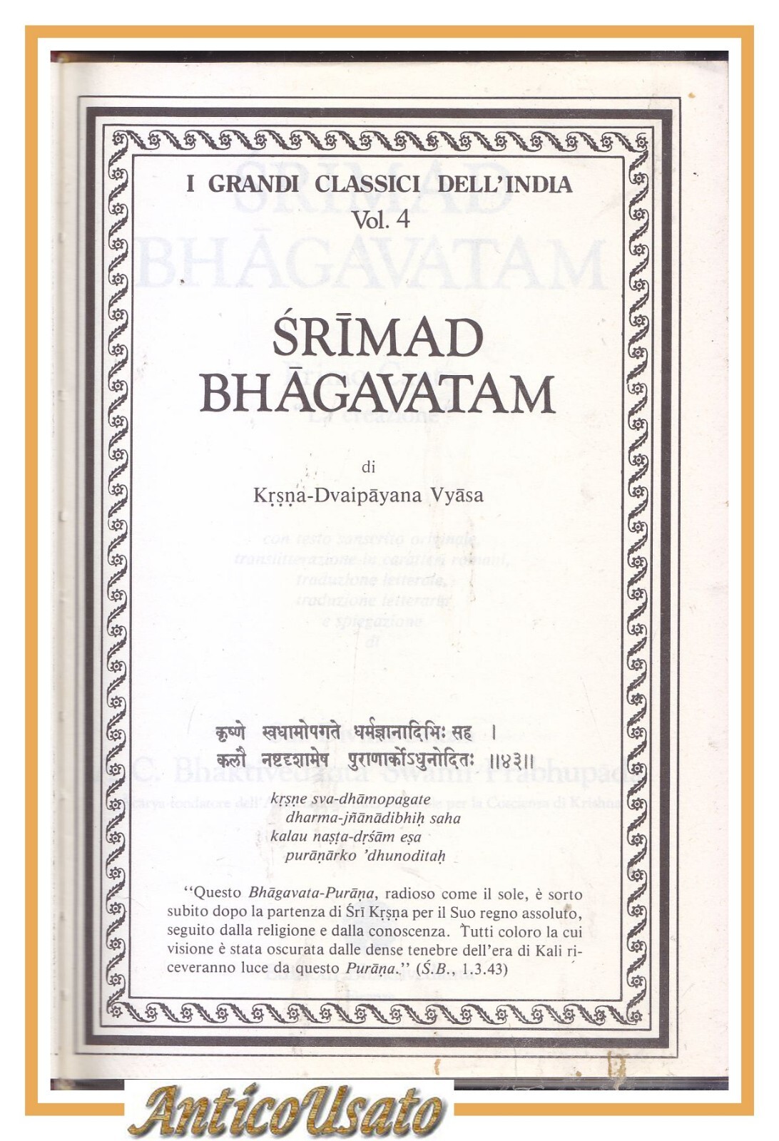 SRIMAD BHAGAVATAM Primo Canto La Creazione 1981 Classici dell'India libro …