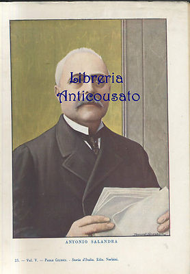 Stampa a colori ANTONIO SALANDRA 1940 Tancredi Scarpelli da incorniciare …