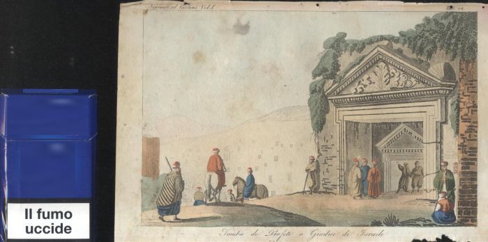 Stampa ACQUERELLATA TOMBA DEI PROFETI O GIUDICI D'ISRAELE 1833 Antico …