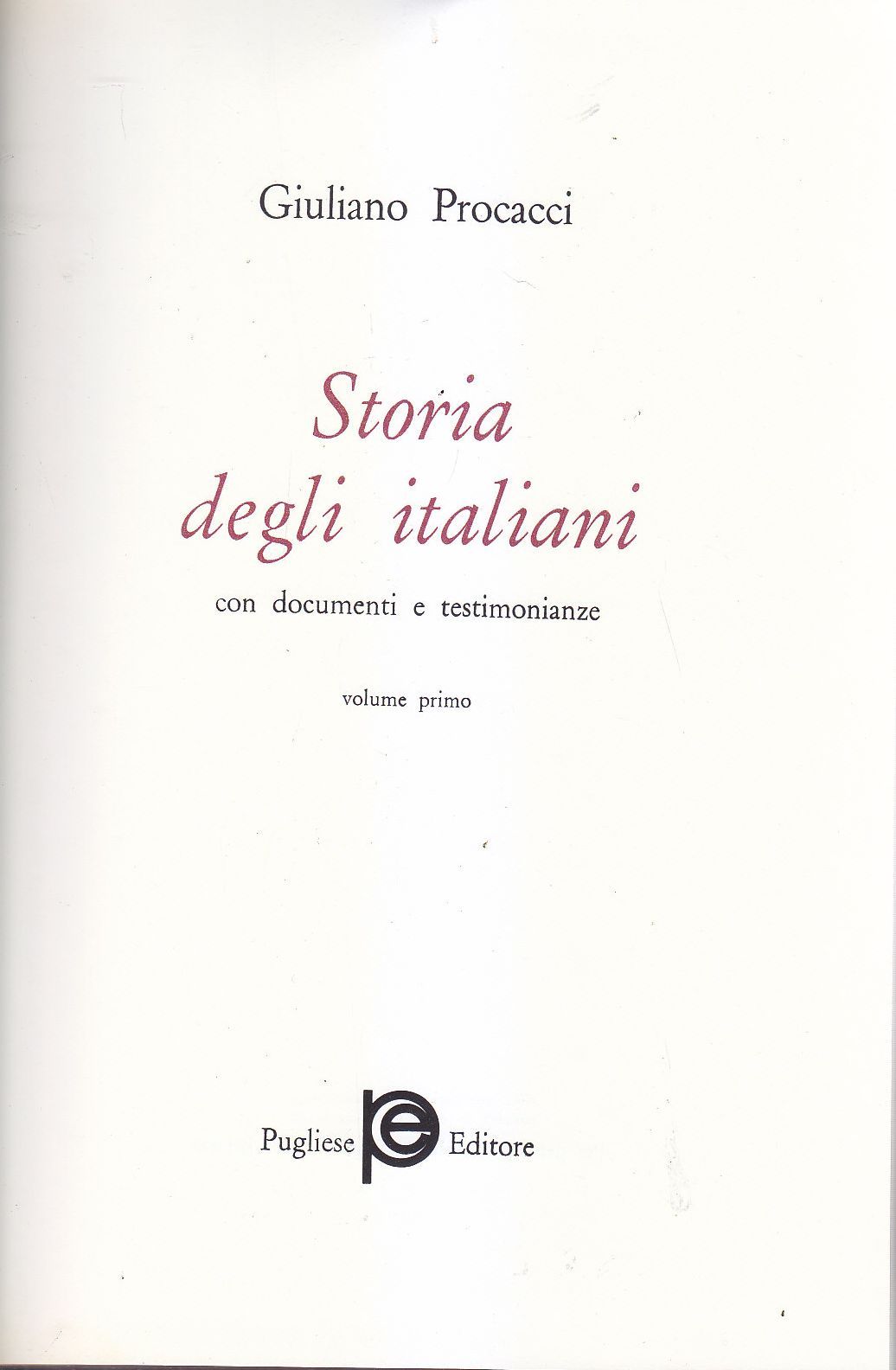 STORIA DEGLI ITALIANI di Giuliano Procacci 2 Volumi in cofanetto …