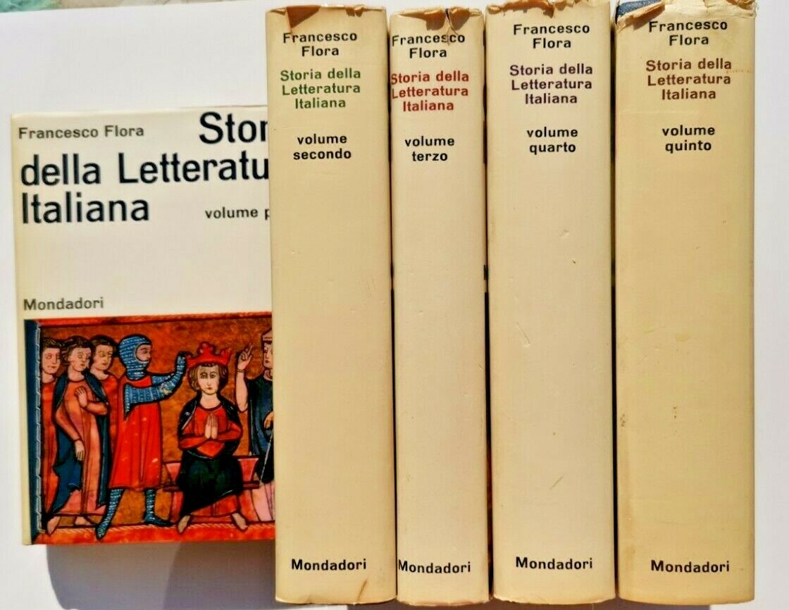 STORIA DELLA LETTERATURA ITALIANA di Francesco Flora 5 libri 1962 …