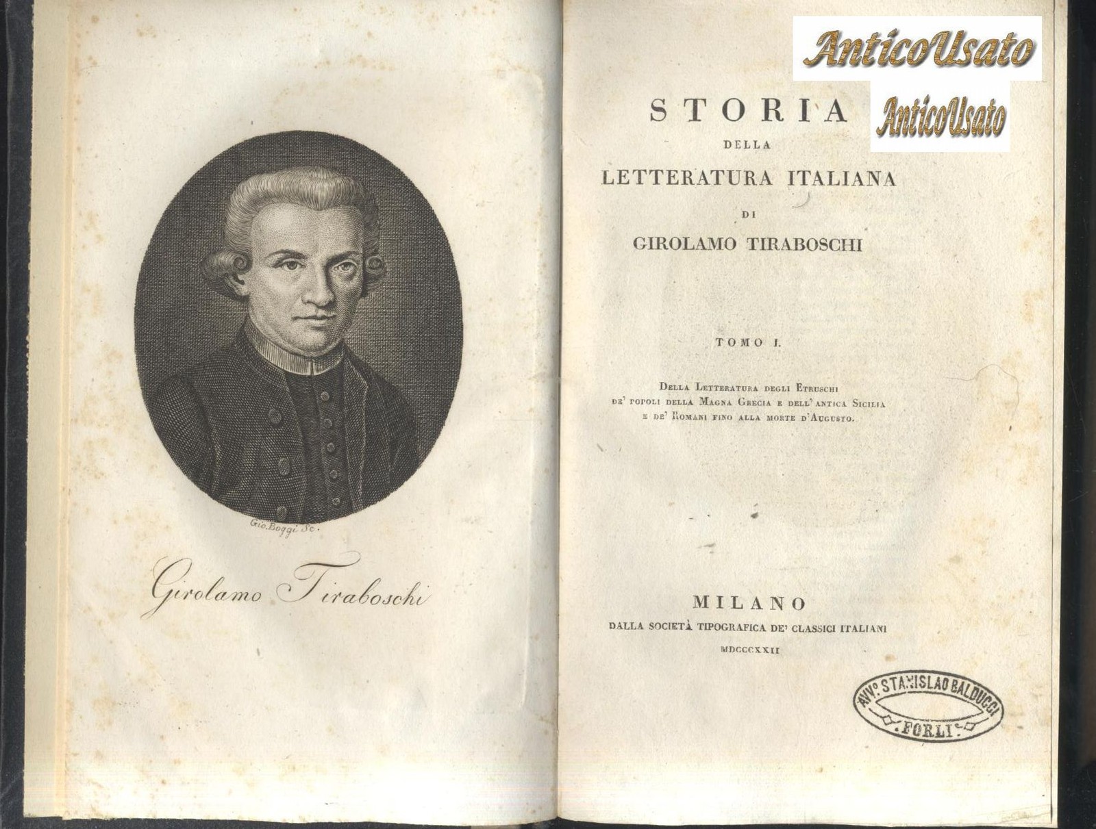 Storia Della Letteratura Italiana di Girolamo Tiraboschi 1822 libri 16 …