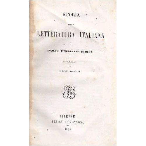 STORIA DELLA LETTERATURA ITALIANA volume 2 di Paolo Emiliani Giudici …
