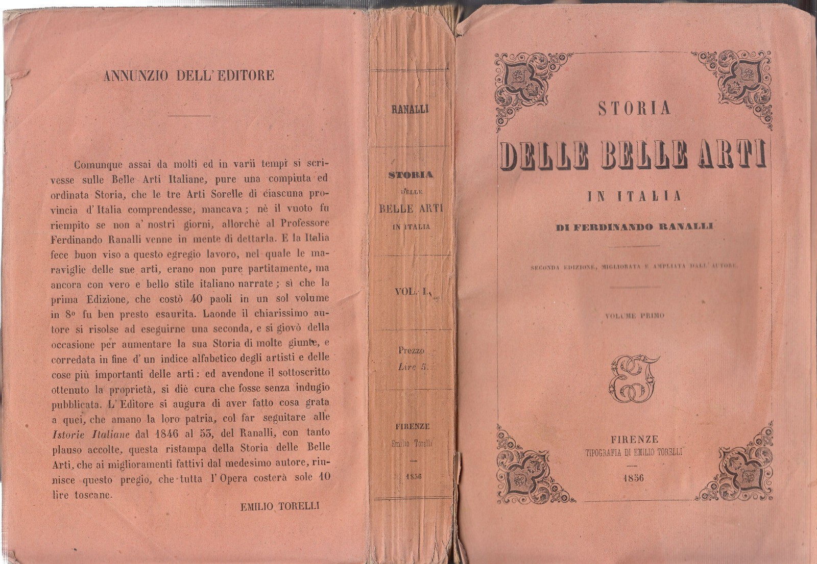 STORIA DELLE BELLE ARTI IN ITALIA Volume 1 di Ferdinando …