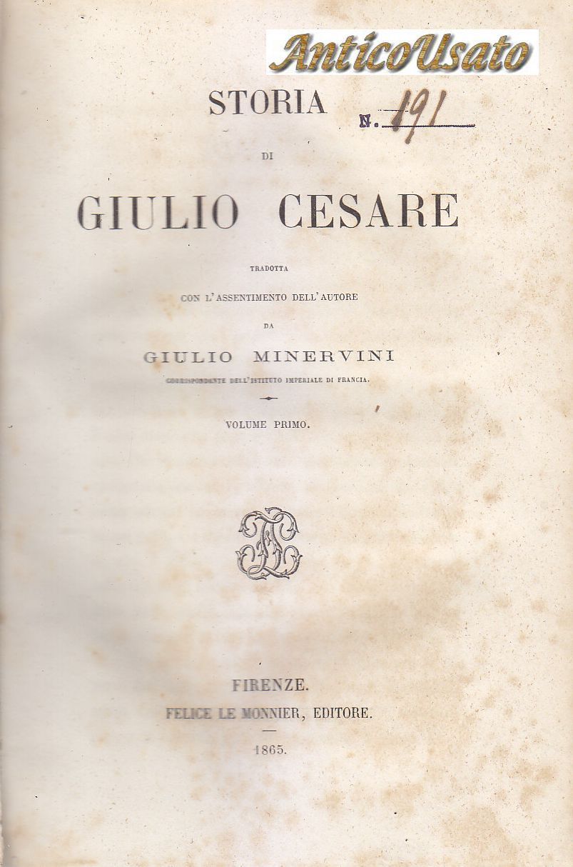 STORIA DI GIULIO CESARE 2 VOLUMI di Minervini 1865 67 …