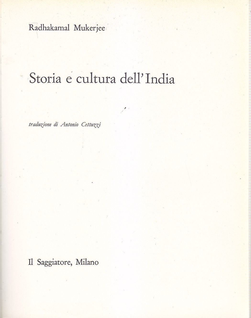 STORIA E CULTURA DELL'INDIA Radhakamal Muherjee 1962 Il Saggiatore libro …