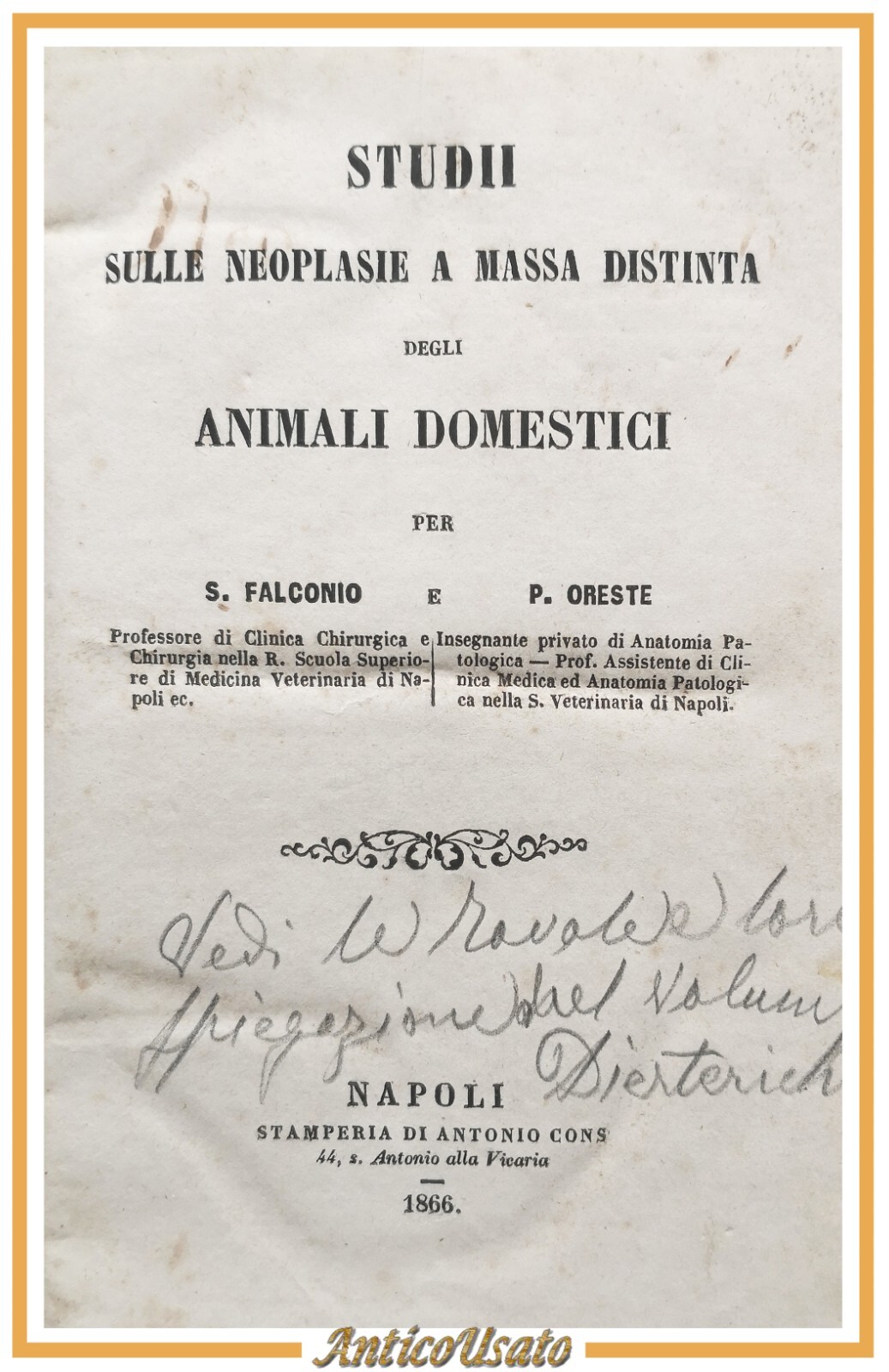 STUDI SULLE NEOPLASIE A MASSA DISTINTA DEGLI ANIMALI DOMESTICI 1866 …