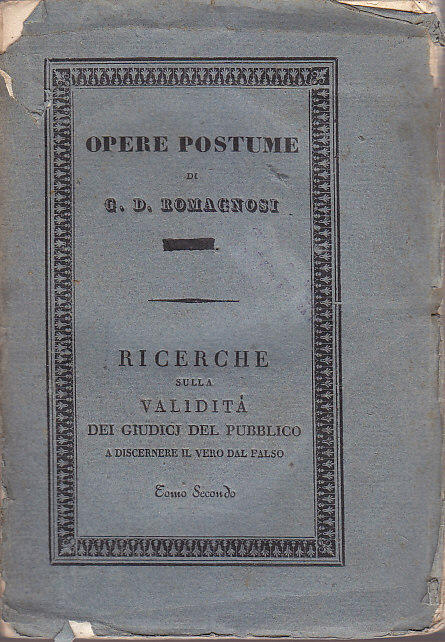SULLA VALIDITA’ DEI GIUDICJ Volume 2 di Giandomenico Romagnosi 1836 …