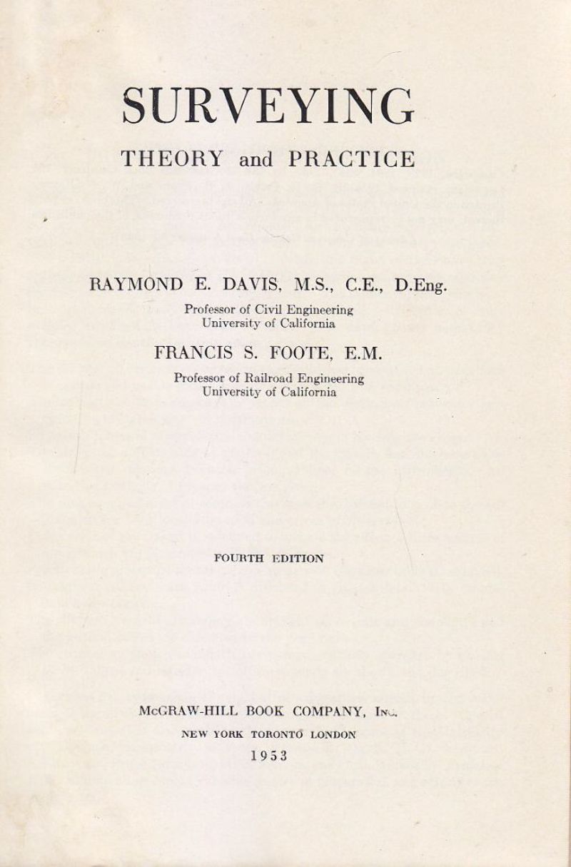 SURVEYING THEORY AND PRACTICE di Davis e S Foote 1953 …
