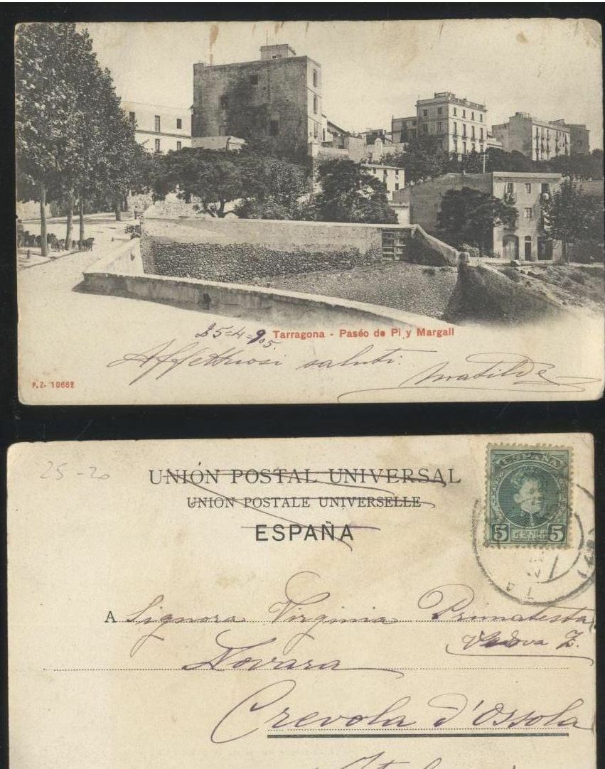 Tarragona Paseo De Pi Y Margall cartolina viaggiata tarjeta postal …