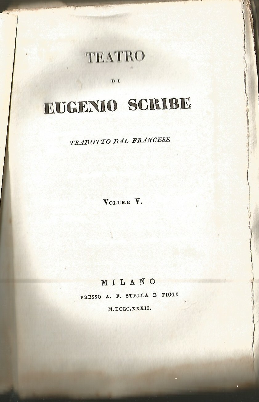 TEATRO COMPLETO di Eugenio Scribe volume V 1832 Stella Libro …