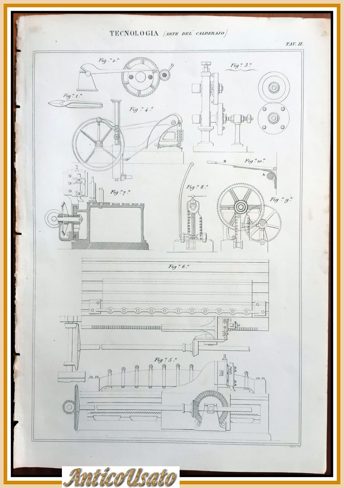 Tecnologia ARTE DEL CALDERAJO Tavola Incisione Stampa Antica 1866 calderaio