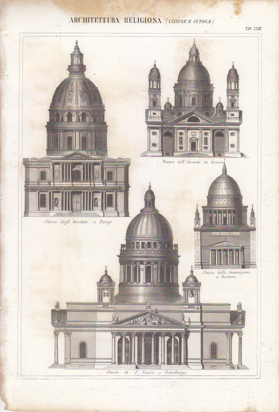 Tempio Assunta Genova S. Isacco Pietroburgo INCISIONE STAMPA RAME 1866 …