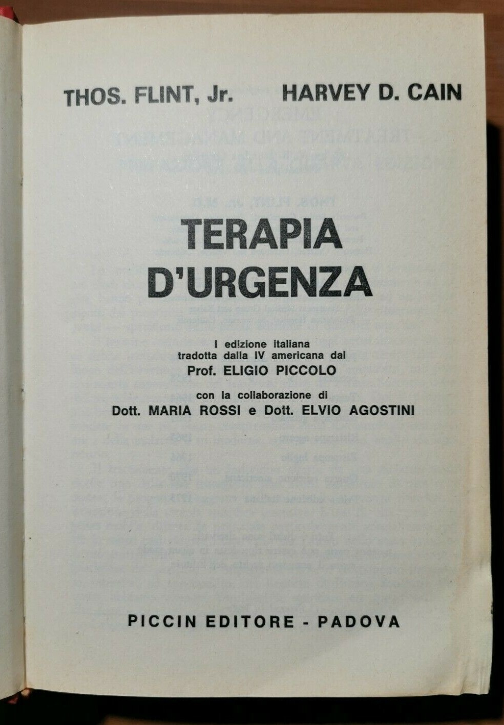 TERAPIA D’URGENZA di T Flint Jr e D Cain 1973 …