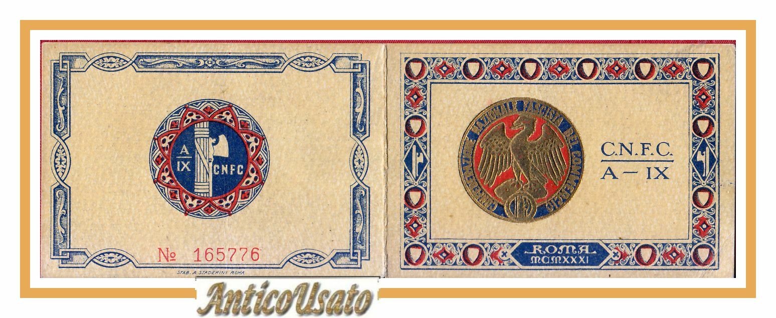 TESSERA 1931 Federazione Nazionale Fascista del Commercio Originale Vintage