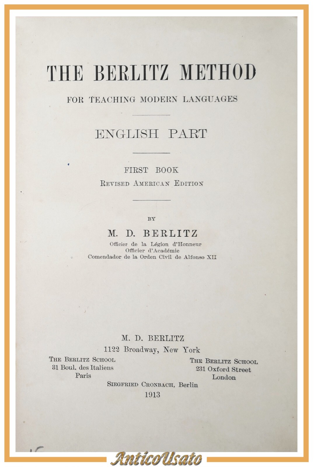 THE BERLITZ METHOD FOR TEACHING MODERN LANGUAGES book I english …
