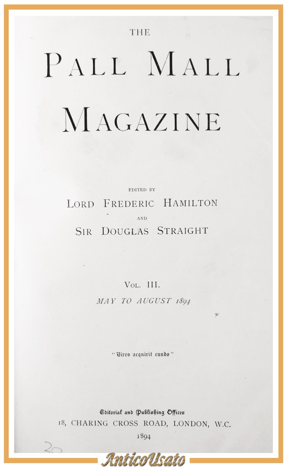 THE PALL MALL MAGAZINE Volume 3 1894 may august Hamilton …