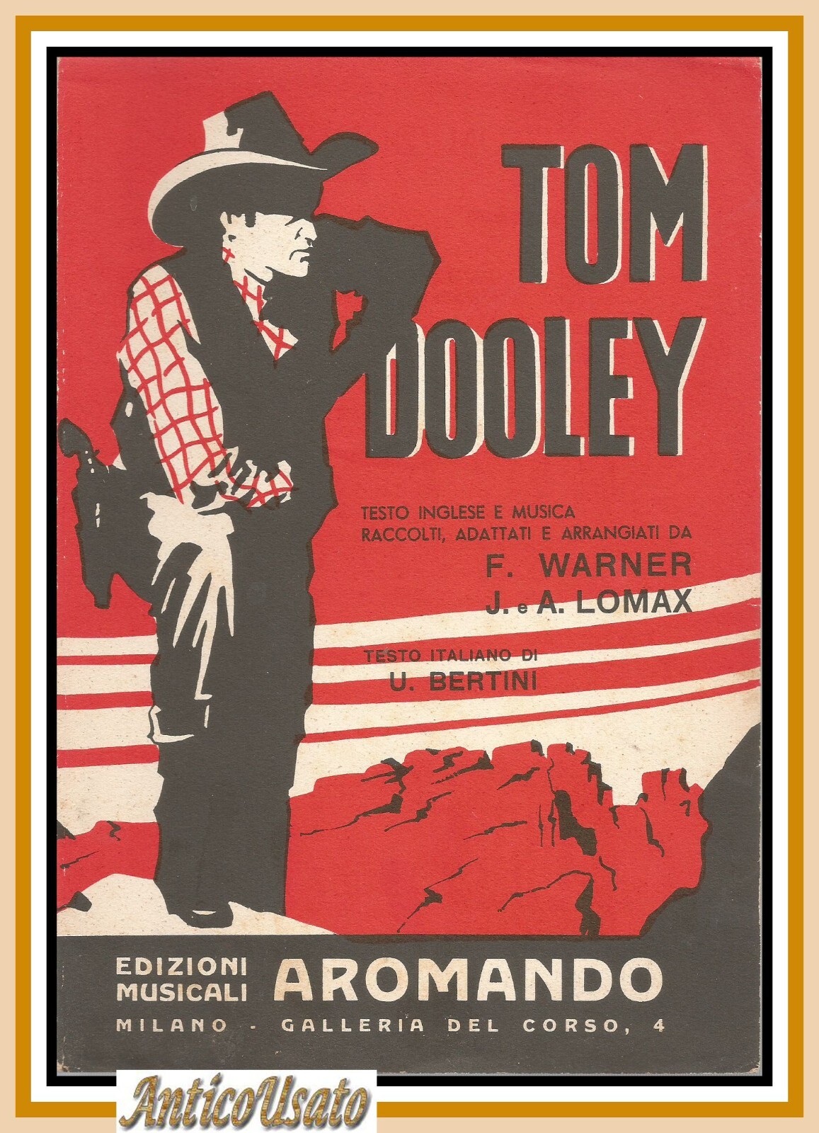 TOM DOOLEY spartito per canto mandolino e fisarmonica 1959 Armando …