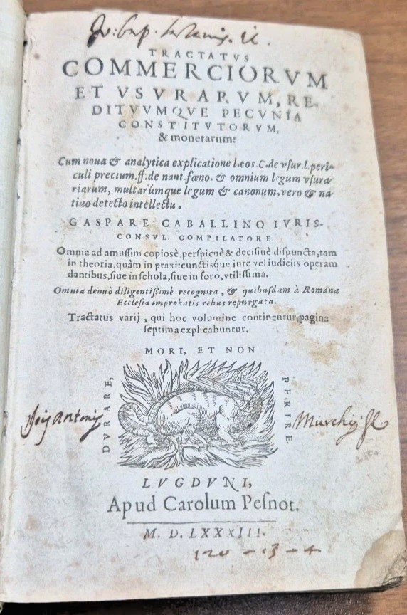 TRACTATUS COMMERCIORUM ET USURARUM REDITUUMQUE PECUNIA di Charles Du Moulin …