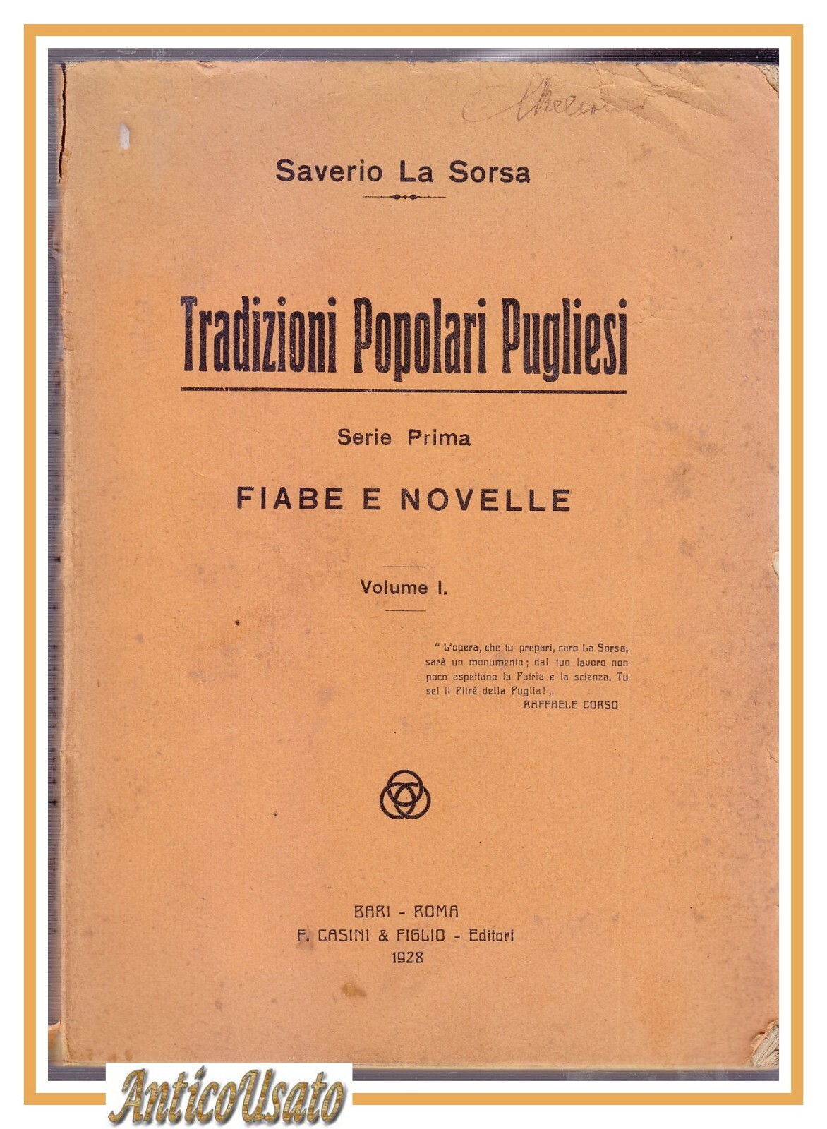 TRADIZIONI POPOLARI PUGLIESI v 1 fiabe e novelle di Saverio …