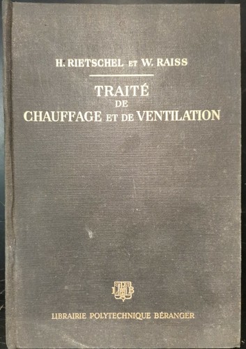 TRAITE DE CHAUFFAGE ET DE VENTILATION di Rietschel e Raiss …