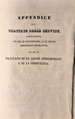 TRATTATO DELLE SERVITÙ di Pardessus 1832 Napoli Libro Antico servizio …