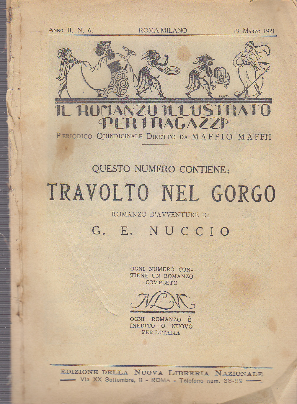 TRAVOLTO NEL GORGO di G.E Nuccio 1921 il romanzo illustrato …