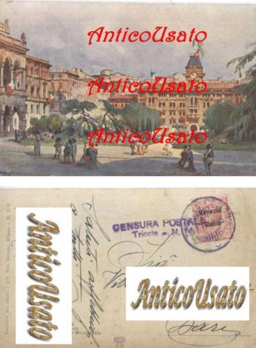 TRIESTE PIAZZA GRANDE PALAZZO MUNICIPALE 1919 viaggiata ORIGINALE cartolina